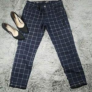 Loft Checkered  modern skinny ankle cuffed pants